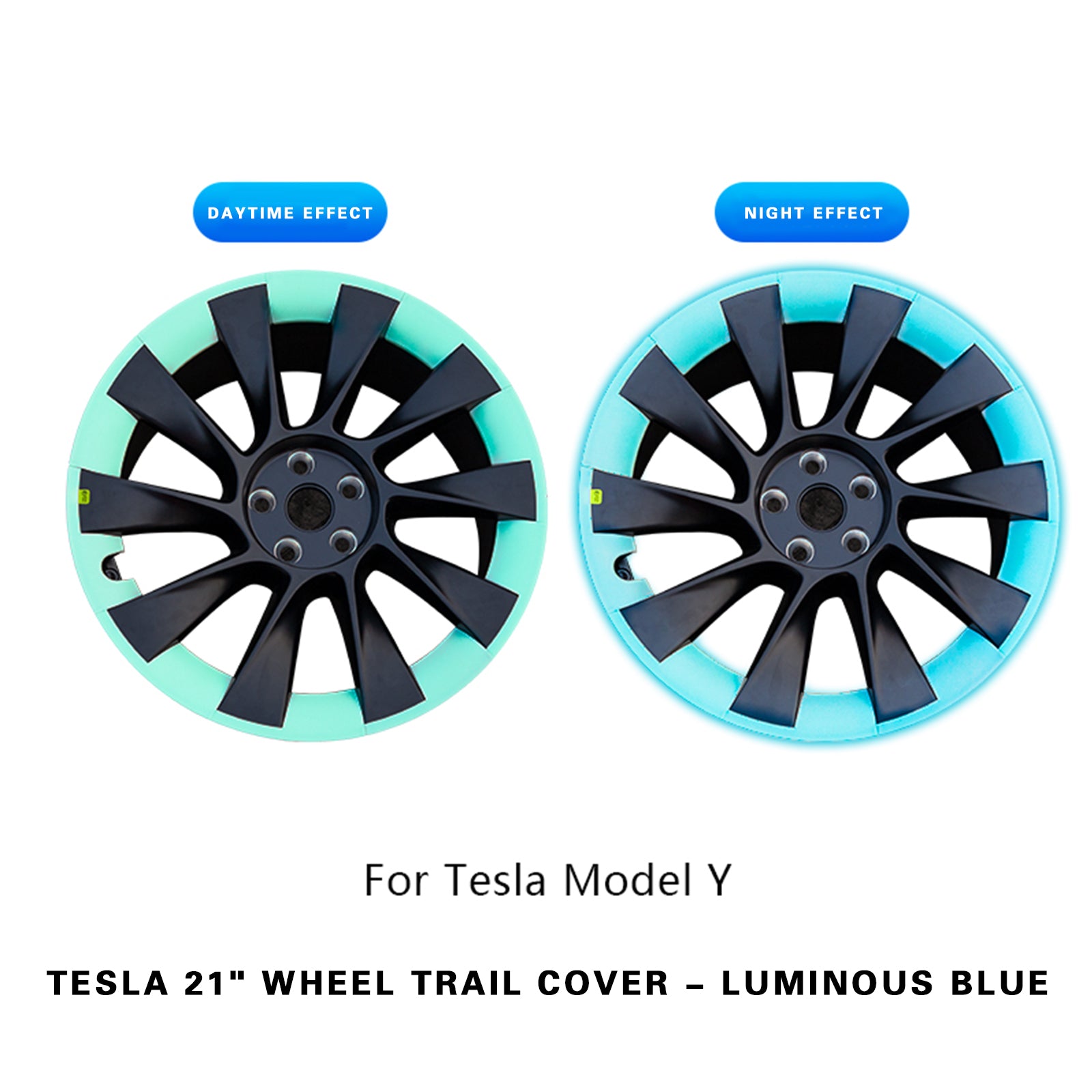 4-piece set of full coverage blade wheel covers suitable for TESLA vehicles, 20/21 inch wheel hub covers, car replacement parts suitable for Tesla Model Y.