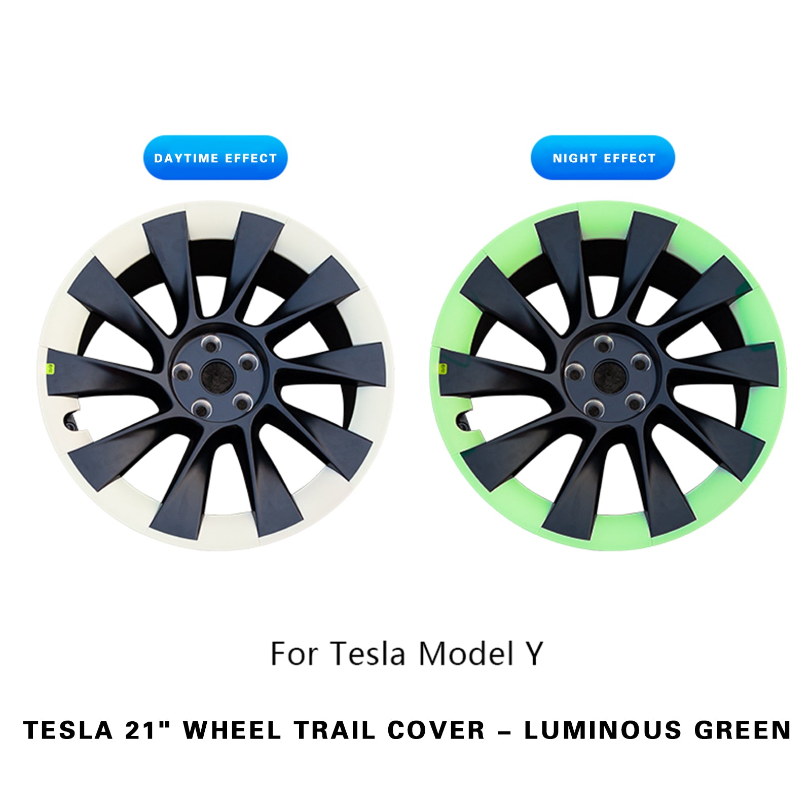 4-piece set of full coverage blade wheel covers suitable for TESLA vehicles, 20/21 inch wheel hub covers, car replacement parts suitable for Tesla Model Y.