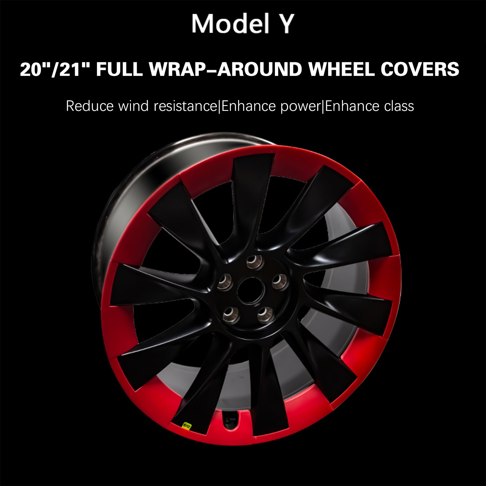 4-piece set of full coverage blade wheel covers suitable for TESLA vehicles, 20/21 inch wheel hub covers, car replacement parts suitable for Tesla Model Y.