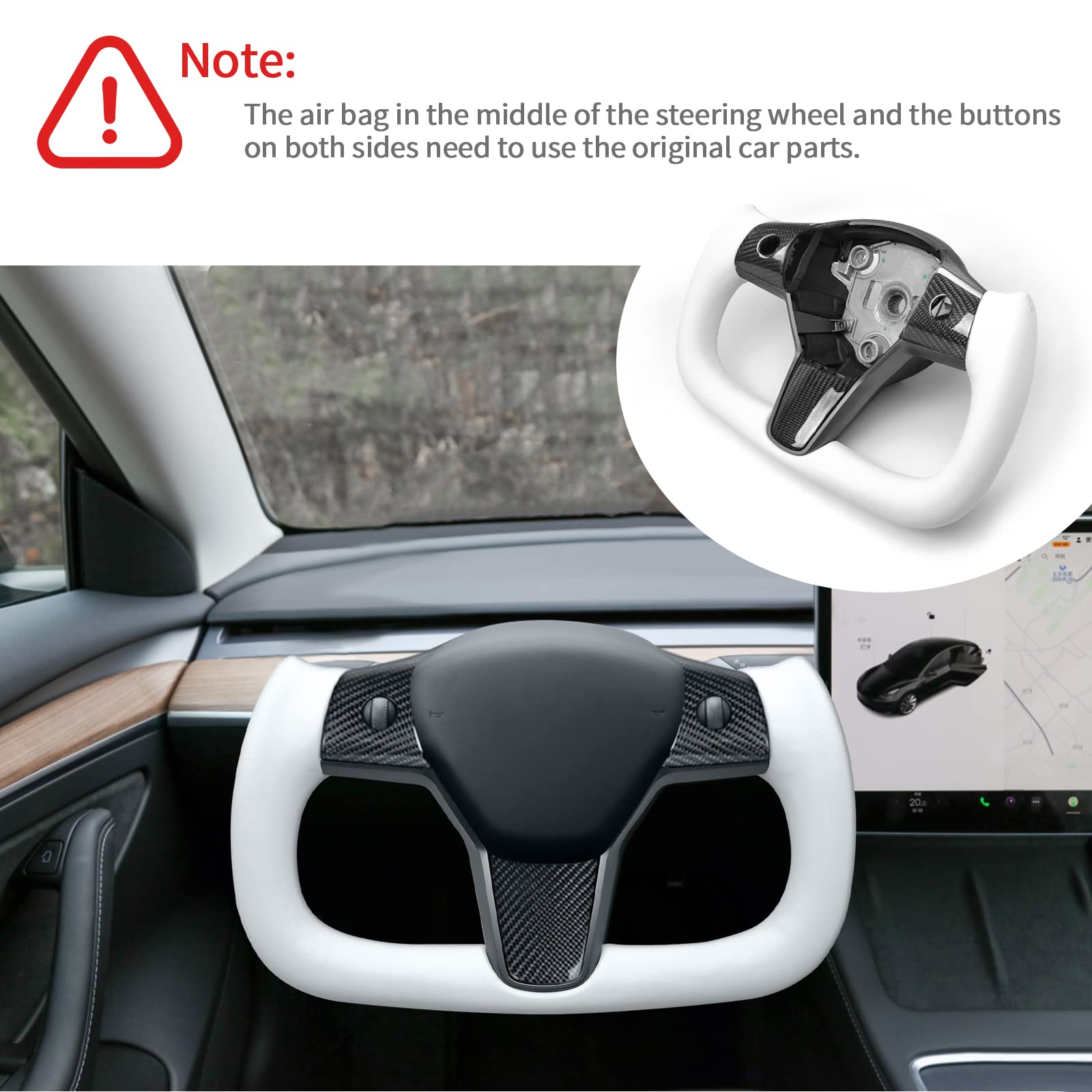 Model 3/Y Yoke Style Carbon Fiber Steering Wheel